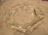 ヴィンテージ ガラスアシュトレイ 灰皿 クリア 八角形 (vintage ashtray)