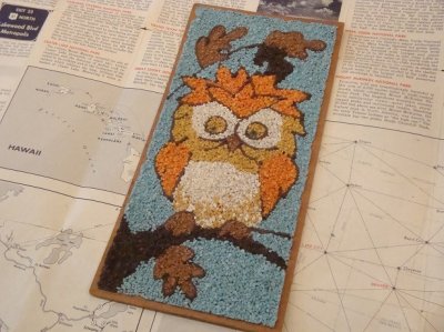 画像1: ヴィンテージ ふくろう OWL 壁掛け飾り ハンドメイド ウォールディスプレイ アンティーク vintage USA