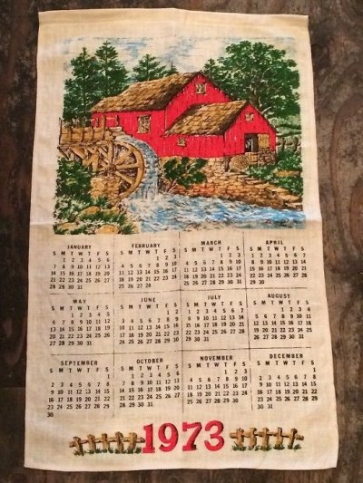 画像1: 2018年のカレンダーに使えます!!  1973年 ヴィンテージ キッチンリネン ティータオルカレンダー vintage USA ヨーロッパ