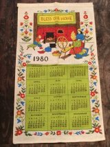 1980年 ヴィンテージ キッチンリネン ティータオルカレンダー vintage USA ヨーロッパ