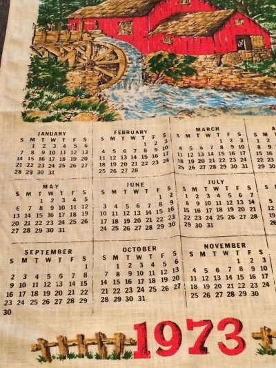 画像2: 2018年のカレンダーに使えます!!  1973年 ヴィンテージ キッチンリネン ティータオルカレンダー vintage USA ヨーロッパ