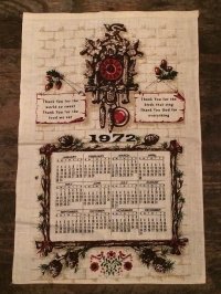 1972年 ヴィンテージ キッチンリネン ティータオルカレンダー vintage USA ヨーロッパ