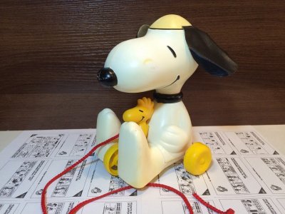 画像1: スヌーピー ウッドストック 1980's HASBRO製 PULL TOY ドールvintage SNOOPY PEANUTS