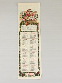 1980年 ビンテージ キッチンリネン ティータオルカレンダー タペストリー vintage USA ヨーロッパ