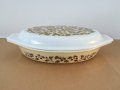 オールドパイレックス オリーブ柄/ Gold acorn ゴールデンエイコーン ディバイデッドディッシュ キャセロール 蓋つき OLD PYREX