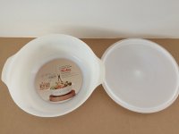 レア!! 未使用 デッドストック ラベル付き ファイヤーキング キャンドルグロウ 蓋つき キャセロール 3QT ３クォート Fire-King