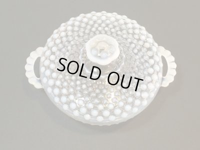 画像4: ファイヤーキング アンカーホッキング  ムーンストーン ホブネイル キャンディジャー＆カバー Fire-king 1940's