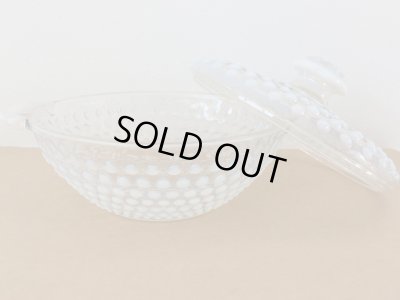 画像5: ファイヤーキング アンカーホッキング  ムーンストーン ホブネイル キャンディジャー＆カバー Fire-king 1940's