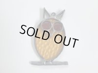 ステンドグラス ふくろう フクロウ OWL サンキャッチャー 壁掛け飾り オールド ヴィンテージ USA