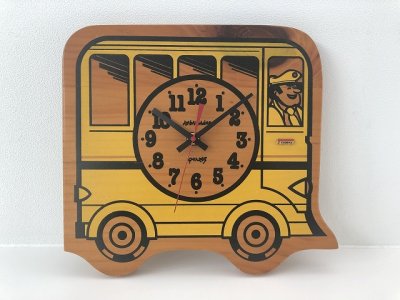 画像1: ヴィンテージ バスデザイン WOOD 木製 ウォールクロック 壁掛け時計 USA vintage 