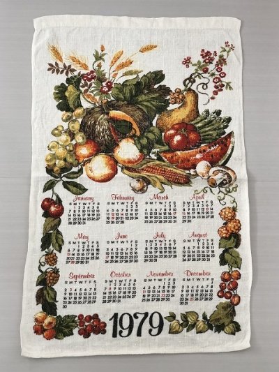 画像1: 1979年 キッチン ティータオル カレンダー vintage USA ヨーロッパ オールド ヴィンテージ