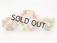 SYROCO社製 フラワー お花 デザイン 時計＆壁掛け飾りセット ヴィンテージ ウォールクロック 壁掛け時計 ウォールデコ USA 1960's 1970's vintage アンティーク 