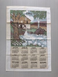 1992年 ヴィンテージ キッチンリネン ティータオルカレンダー vintage USA ヨーロッパ