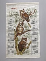 1980年 ヴィンテージ キッチン ティータオル カレンダー ふくろう OWL vintage USA ヨーロッパ