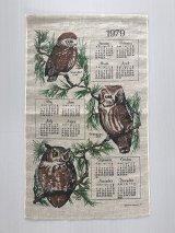 1979年 ヴィンテージ キッチン ティータオル カレンダー ふくろう OWL vintage USA ヨーロッパ