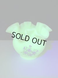 Fenton フェントン ヴァセリンガラス ウランガラス USA ヴィンテージ フラワーベース 花器 花瓶