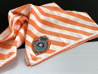 画像4: 100% SILK シルク スカーフ 正方形 オレンジ USA vintage ヴィンテージ