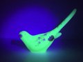 Fenton フェントン ラベル付き ハピネスバード 鳥 置物 ヴァセリンガラス ウランガラス USA ヴィンテージ