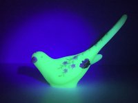 Fenton フェントン ラベル付き ハピネスバード 鳥 置物 ヴァセリンガラス ウランガラス USA ヴィンテージ