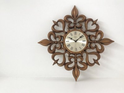 画像4: BURWOOD社製 1960s 1970s ヴィンテージ サンバーストクロック ウォールクロック 壁掛け時計 百合の紋章 アンティーク USA vintage