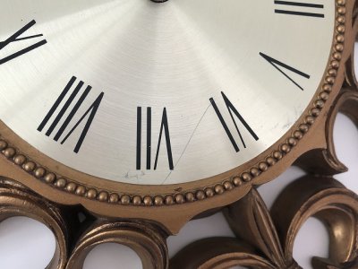 画像8: BURWOOD社製 1960s 1970s ヴィンテージ サンバーストクロック ウォールクロック 壁掛け時計 百合の紋章 アンティーク USA vintage