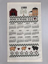 1988年 オールド ヴィンテージ キッチン ティータオル カレンダー vintage USA ヨーロッパ