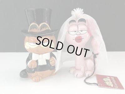 画像1: レア ガーフィールド & アーリーン セット Bride & Groom USA ヴィンテージ ENESCO 置物 Garfield 1980s