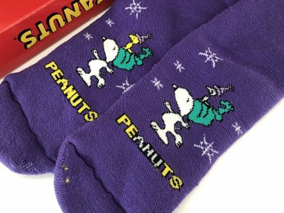 画像1: スヌーピー PEANUTS 45周年 Slipper socks 箱入り 未使用 USA ヴィンテージ