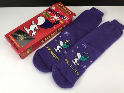 画像2: スヌーピー PEANUTS 45周年 Slipper socks 箱入り 未使用 USA ヴィンテージ