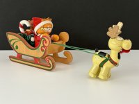 USA ヴィンテージ オーディー ガーフィールド ソリ サンタクロース 木製 ウッド オーナメント Garfield Dakin