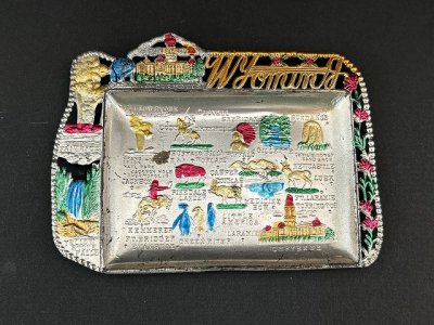 画像1: USA ヴィンテージ スーベニア アッシュトレイ ワイオミング州 Wyoming 灰皿 1950s 1960s vintage souvenir Antique ashtray