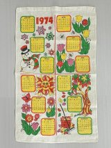 1974年 キッチン ティータオル カレンダー vintage USA ヨーロッパ ヴィンテージ