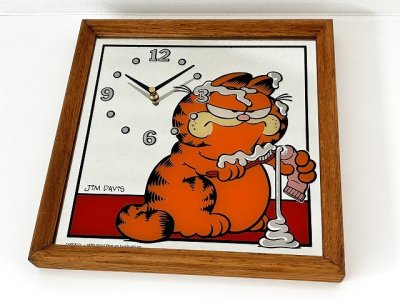 画像2: ガーフィールド Garfield ヴィンテージ ミラー ウォールクロック 1980's USA 壁掛け時計 