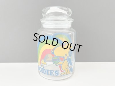 画像1: Mサイズ ヴィンテージ スヌーピー GOODIES ガラス キャニスター アンカーホッキング vintage SNOOPY USA
