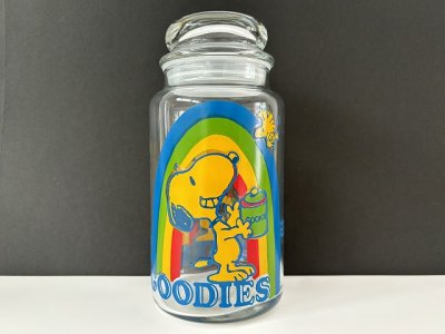 画像1: Lサイズ ヴィンテージ スヌーピー GOODIES ガラス キャニスター アンカーホッキング vintage SNOOPY