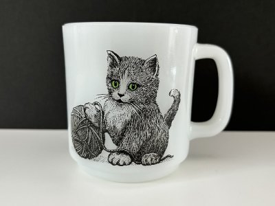 画像1: グラスベイク CAT キャット 猫 ネコ ねこ マグ ヴィンテージ Glasbake