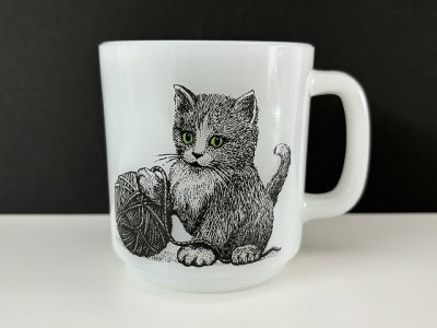 画像1: グラスベイク CAT キャット 猫 ネコ ねこ マグ ヴィンテージ Glasbake