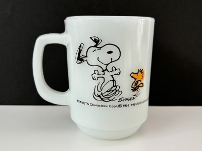 画像1: ファイヤーキング スヌーピー ジョイ JOY マグカップ ヴィンテージ USA PEANUTS Fire-king SNOOPY