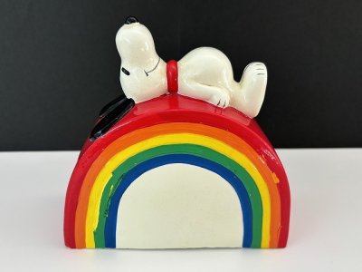 画像1: 1970's Determined社製 ビンテージ スヌーピー レインボー Rainbow コインバンク 貯金箱 vintage USA SNOOPY