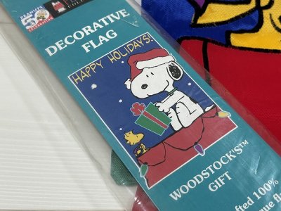 画像4: 未使用 タグ付き スヌーピー ウッドストック クリスマス BIG FLAG フラッグ SNOOPY PEANUTS USA