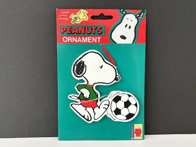 画像1: 未使用 デッドストック ヴィンテージ スヌーピー サッカー WOOD ウッド オーナメント SNOOPY PEANUTS USA