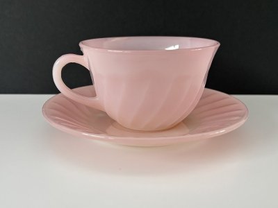 画像3: ファイヤーキング ピンクスワール カップ＆ソーサー C&S 1949年〜1962年 Fire king USA ヴィンテージ