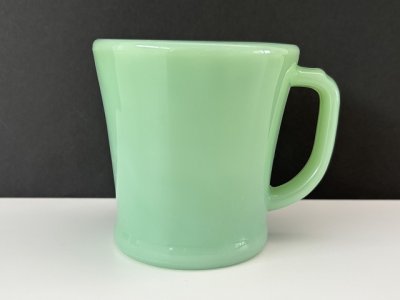 画像1: レア GLASS刻印 ファイヤーキング ジェダイ シェービングマグ フラットボトム Dハンドルマグ 初期 1940s 1950s ジェダイ Fire-king  USA ヴィンテージ