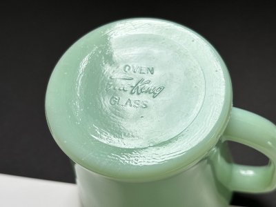 画像2: レア GLASS刻印 ファイヤーキング ジェダイ シェービングマグ フラットボトム Dハンドルマグ 初期 1940s 1950s ジェダイ Fire-king  USA ヴィンテージ