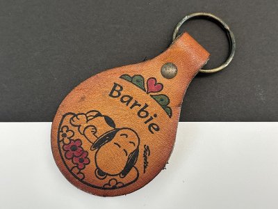 画像1: スヌーピー ヴィンテージ レザー キーホルダー USA AVIVA製 1970's 1980's vintage SNOOPY PEANUTS