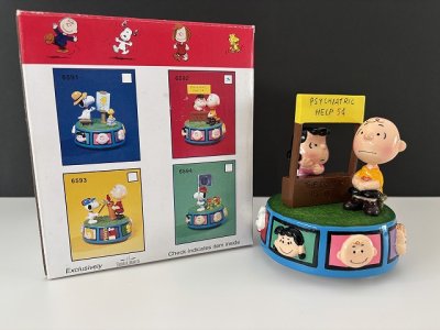 画像1: 1998年 Flambro ヴィンテージ チャーリーブラウン ルーシー オルゴール MUSIC BOX SNOOPY PEANUTS スヌーピー