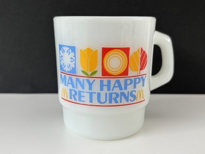 画像1: ファイヤーキング マクドナルド メニーハッピーリターンズ フォーシーズンズ マグカップ アドバタイジング Fire-king McDonald's USA ヴィンテージ