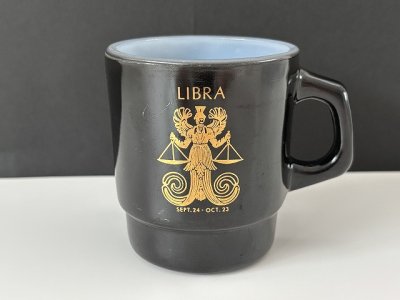 画像1: レア！ファイヤーキング ゾディアック ZODIAC 星座 天秤座 マグ ホロスコープ Fire-king USA ヴィンテージ