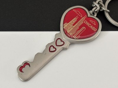 画像2: ヴィンテージ ハート 鍵 シカゴ CHICAGO souvenir スーベニア キーホルダー USA 