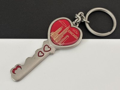 画像1: ヴィンテージ ハート 鍵 シカゴ CHICAGO souvenir スーベニア キーホルダー USA 